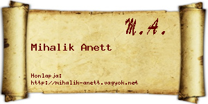Mihalik Anett névjegykártya